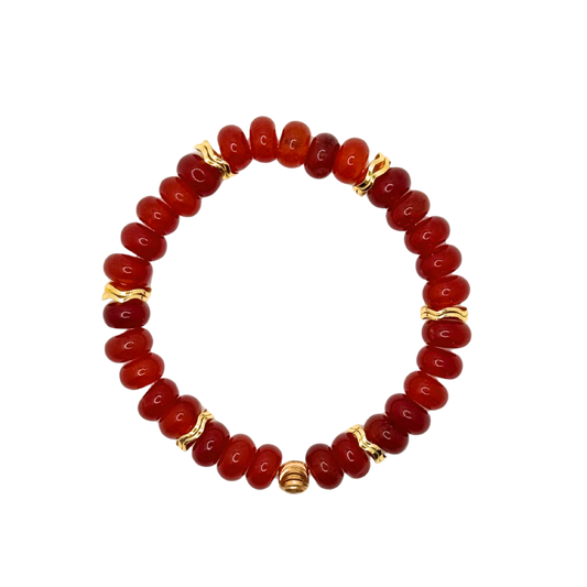 Burnt Orange Gemstone Bracelet with Gold Accents