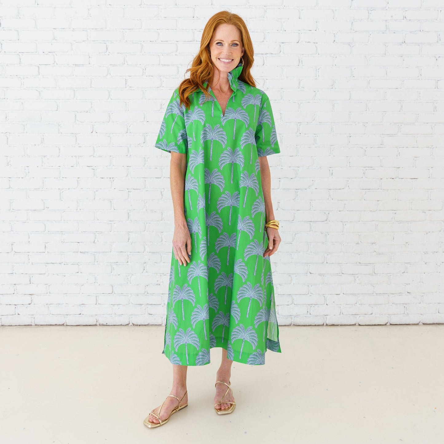 Georgia Palm Dress in Green