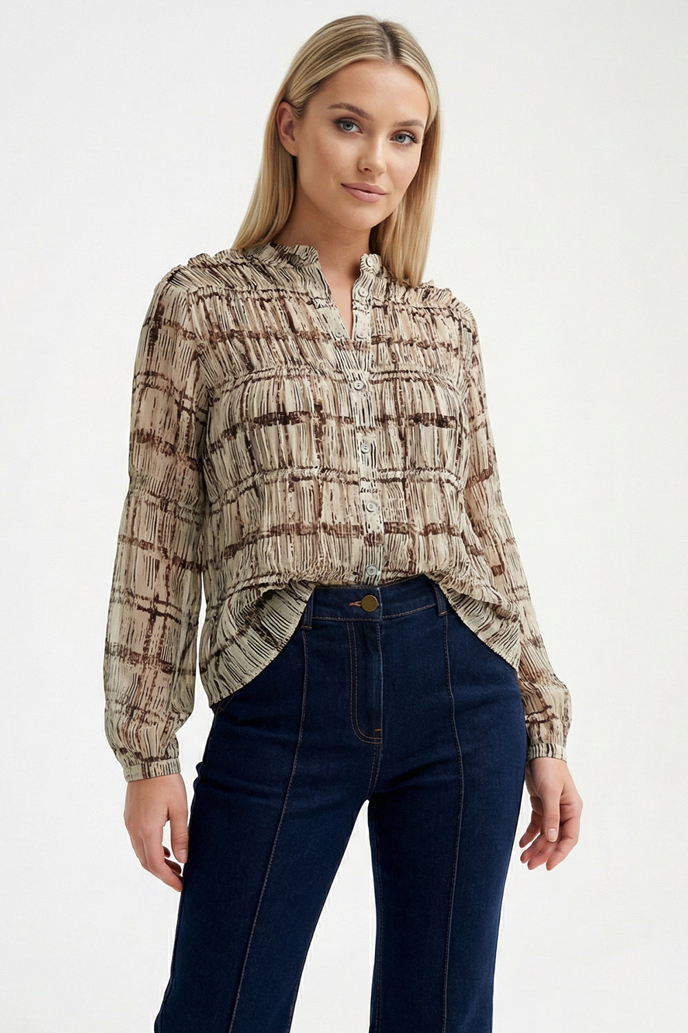 Azaleais Shirt- Ecru + Coffee