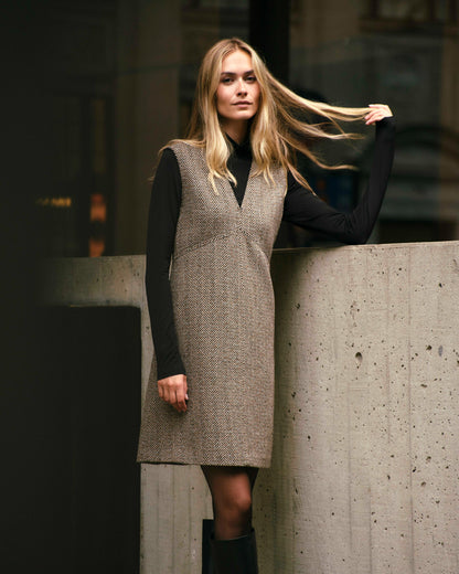 Tate Mini Dress- Fireside Herringbone