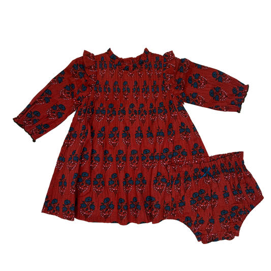 Baby Girls Jaipur Dress Set- Red Autumn Strawflower