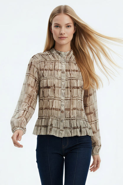 Azaleais Shirt- Ecru + Coffee
