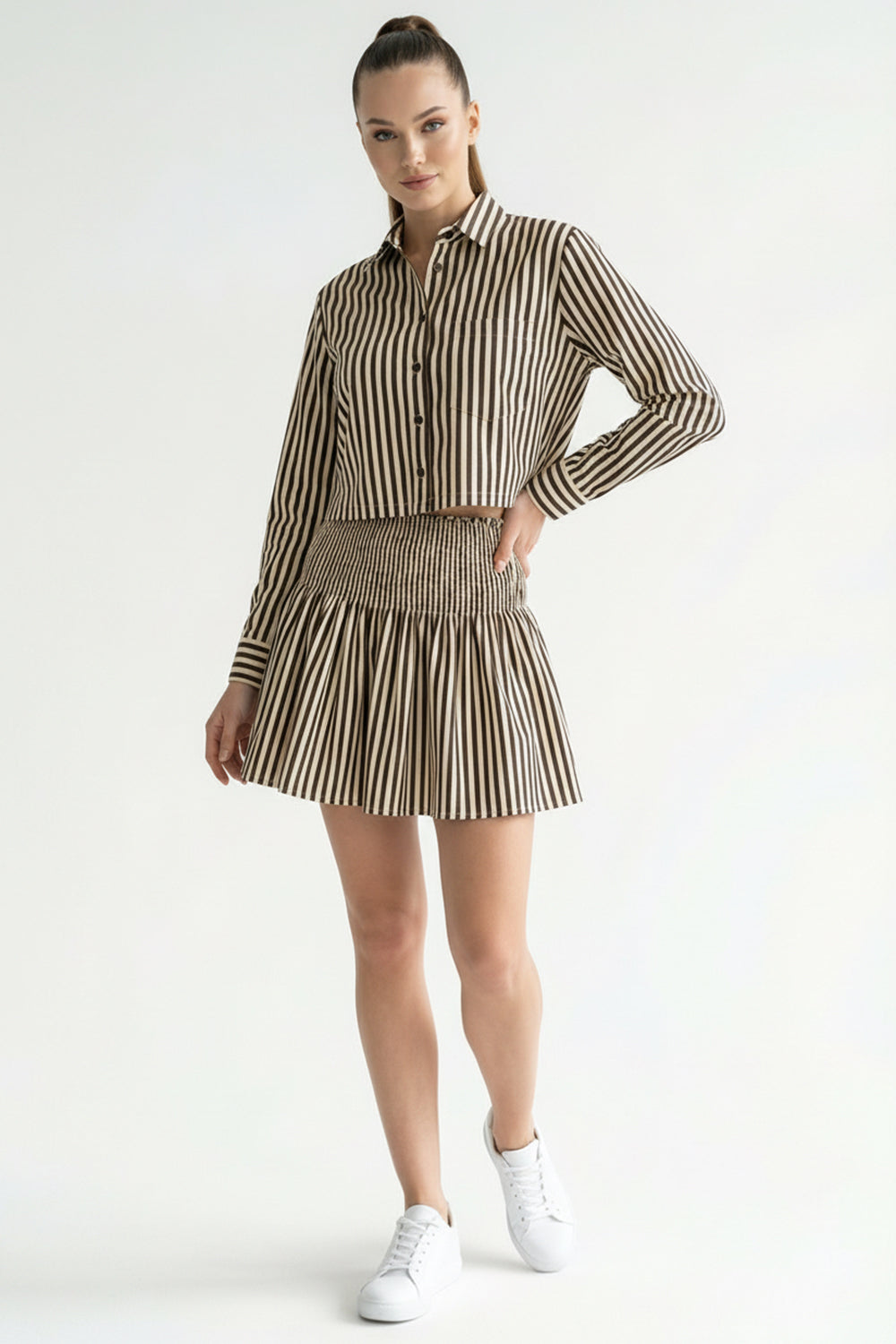 Soray Dress- Brown + Beige