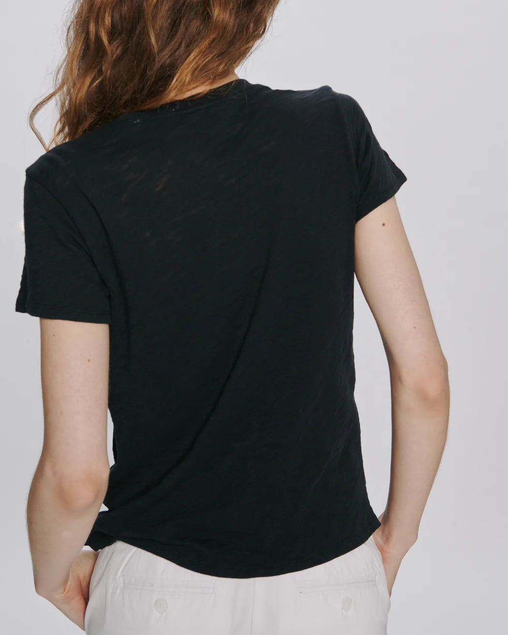 Slub Jersey Schoolboy Crew Neck Tee- Black
