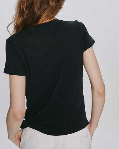 Slub Jersey Schoolboy Crew Neck Tee- Black