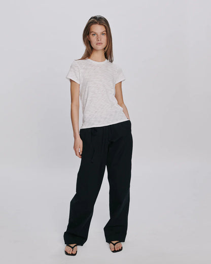 Slub Jersey Schoolboy Crew Neck Tee- White