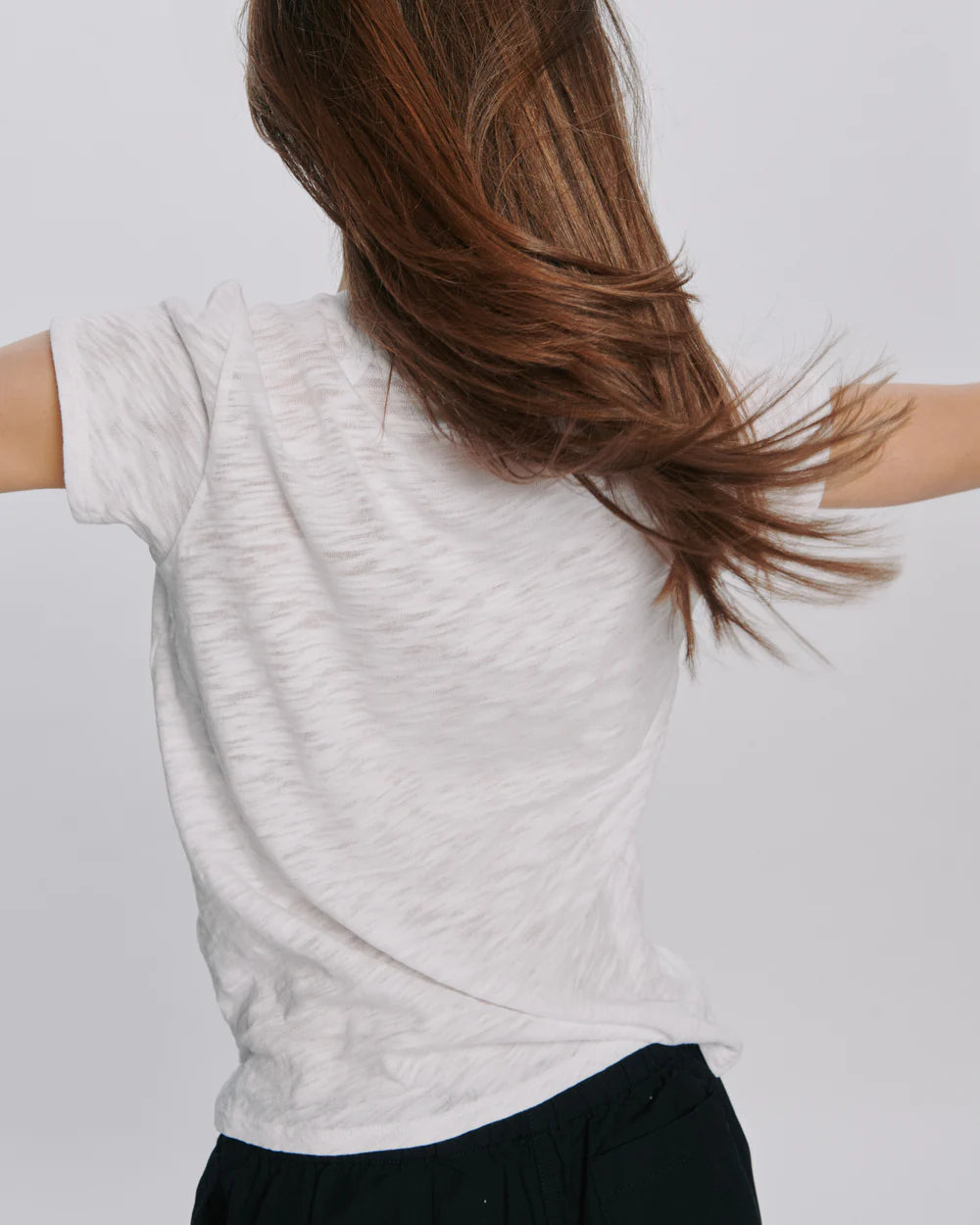 Slub Jersey Schoolboy Crew Neck Tee- White