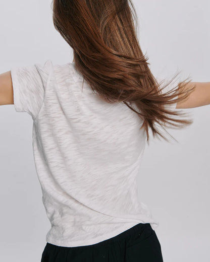 Slub Jersey Schoolboy Crew Neck Tee- White