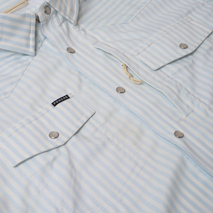 The Get in Line by Poncho- Baby Blue Vertical Stripe