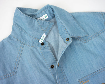 Western Denim Pearl Snap- Light Wash
