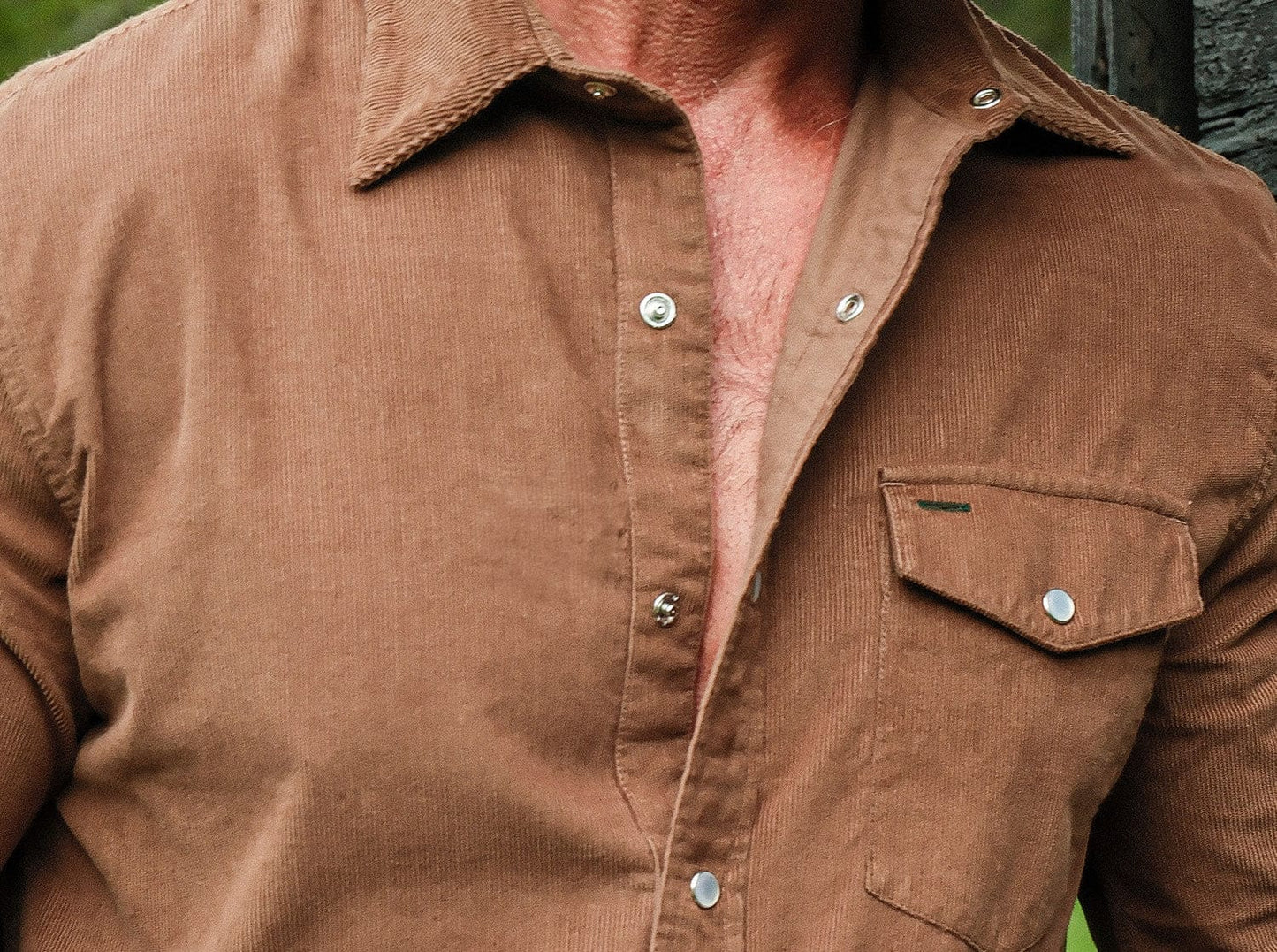 Long Sleeve Corduroy Pearl Snap- Walnut