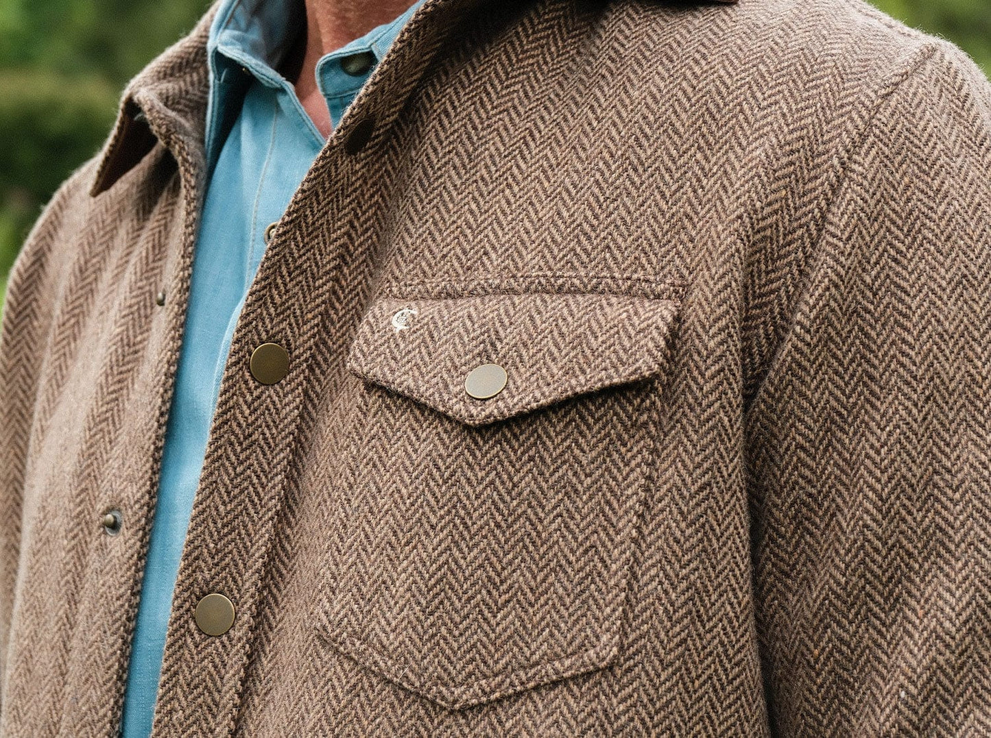 Wool Shacket- Herringbone Camel
