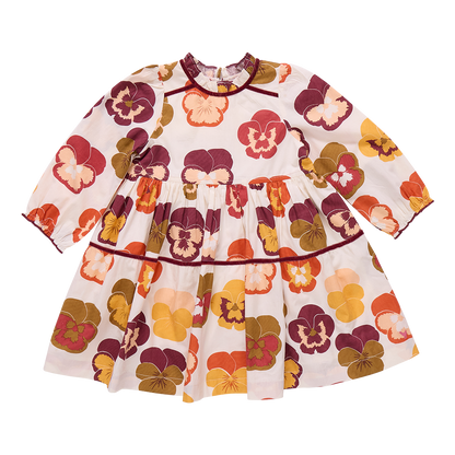 Girls Charlie Dress- Autumn Pansies