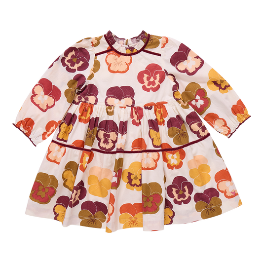 Girls Charlie Dress- Autumn Pansies