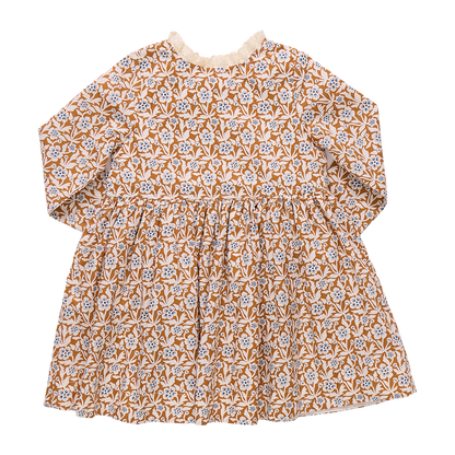 Girls Autumn Dress- Gold Climbing Floral