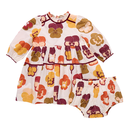 Baby Girls Charlie Dress Set- Autumn Pansies