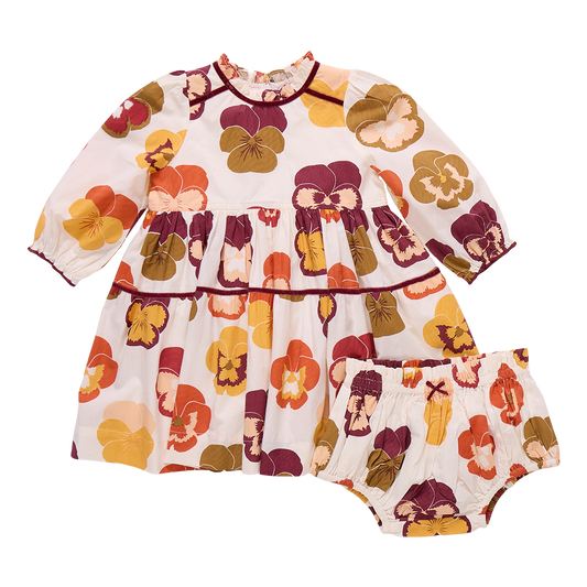 Baby Girls Charlie Dress Set- Autumn Pansies
