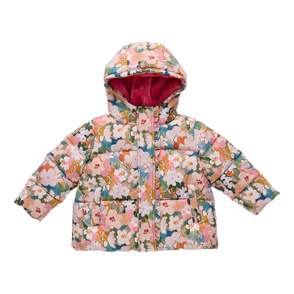Girls Ruffle Pete Puffer- Watercolor Floral