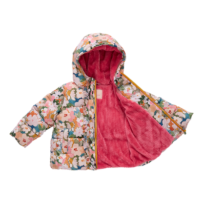 Girls Ruffle Pete Puffer- Watercolor Floral