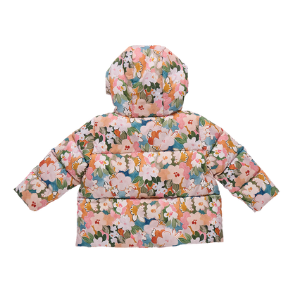 Girls Ruffle Pete Puffer- Watercolor Floral