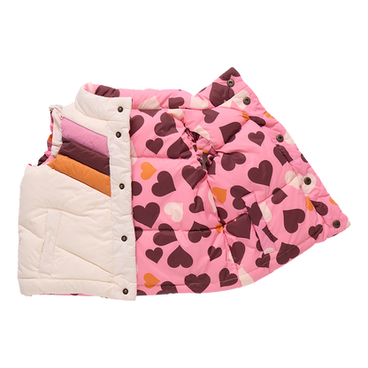 Girls Reversible Ruffle Ellis Vest- Cream Stripe