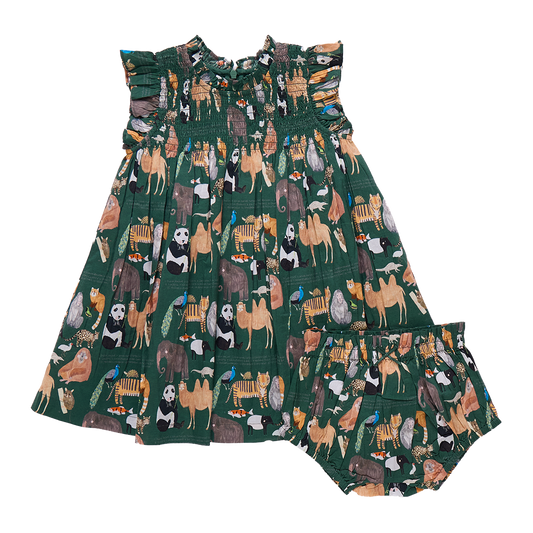 Baby Girls Stevie Dress Set- Animals of Asia