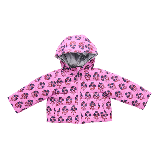 Girls Reversible Riley Jacket- Pink Strawflower