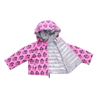 Girls Reversible Riley Jacket- Pink Strawflower