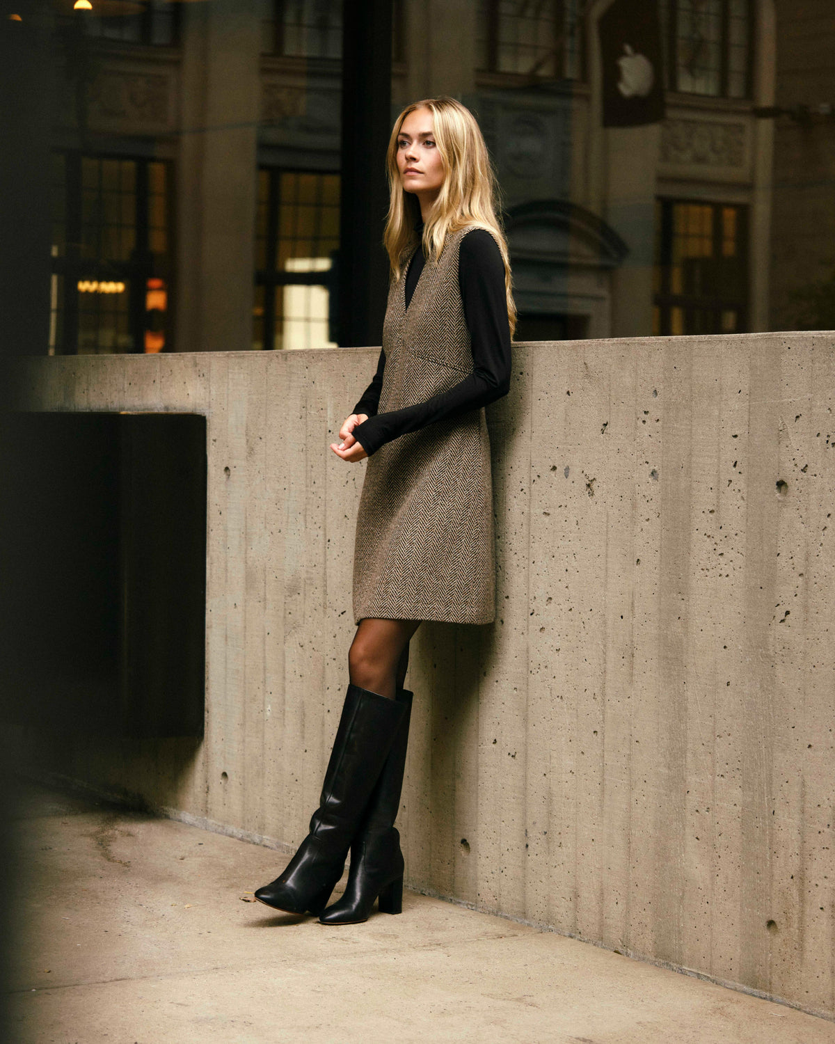 Tate Mini Dress- Fireside Herringbone