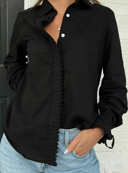 Bella Shirt- Black Linen