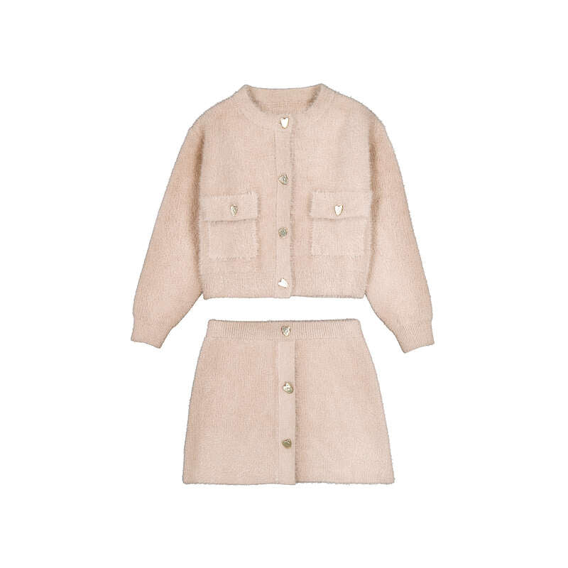 Tricot Skirt Set- Beige