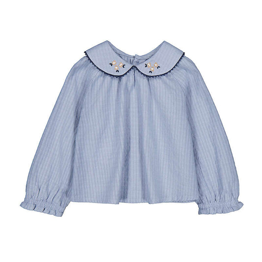 Baby Girl Woven Blouse- Light Blue