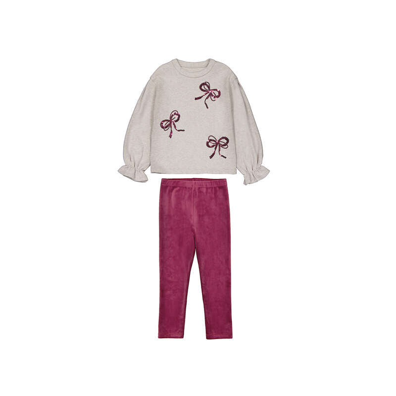 Raspberry Bows Leggings Set