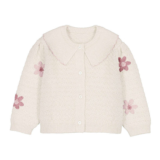 Baby Girl Floral Cardigan- Milk