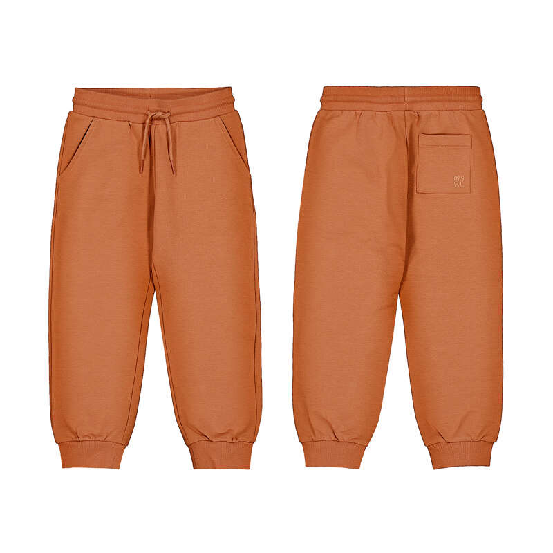Boys Basic Cuffed Fleece Trousers- Brick Red
