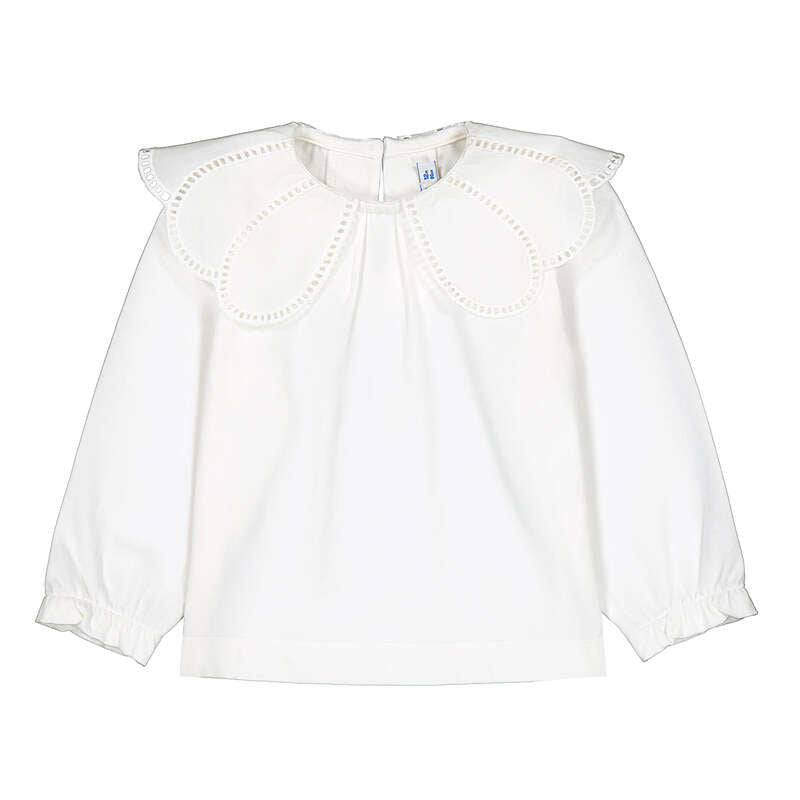 Baby Girl Long Sleeve Shirt- Natural
