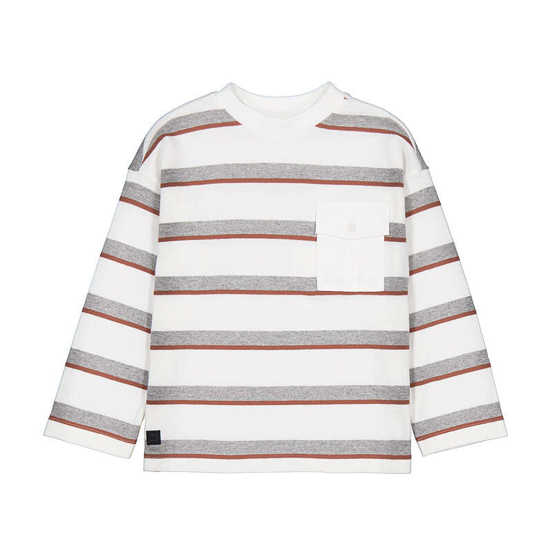 Long Sleeve Stripe Shirt- Cream
