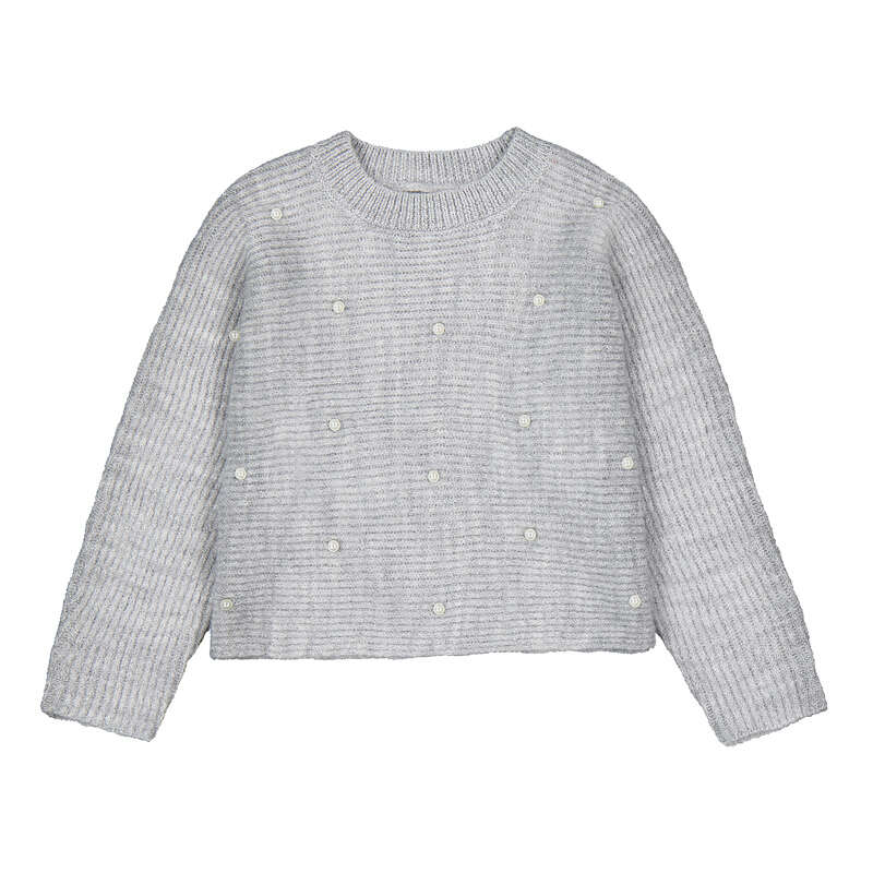 Pearl Knit Sweater- Gray