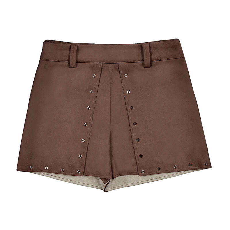 Faux Suede Shorts- Chesnut