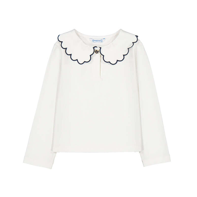Girls Long Sleeve Basic Polo - Soy
