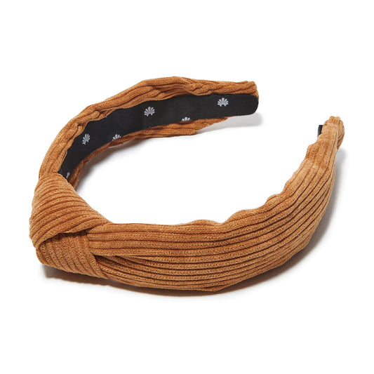 Camel Corduroy Slim Knotted Headband