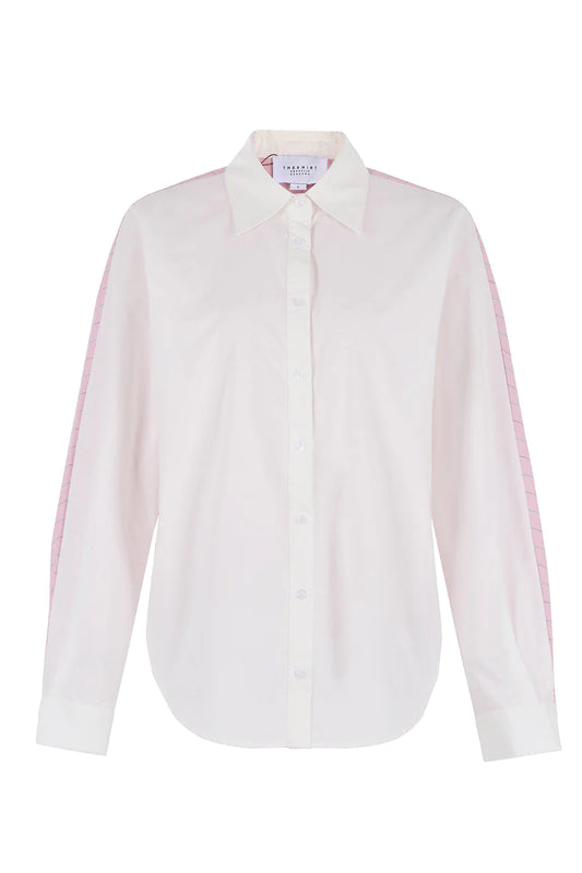 The Boyfriend Shirt w/ Contrasting Back- White/Pink