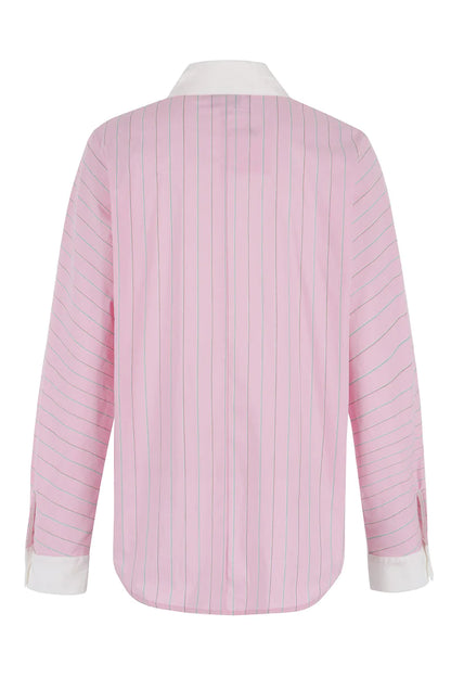 The Boyfriend Shirt w/ Contrasting Back- White/Pink