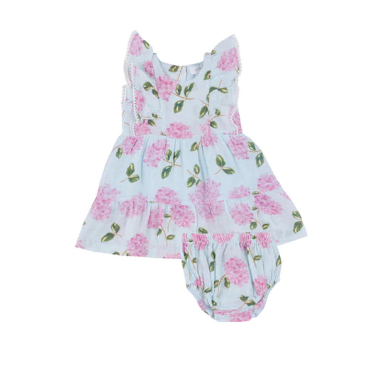 Hydrangeas Trim Edged Dress