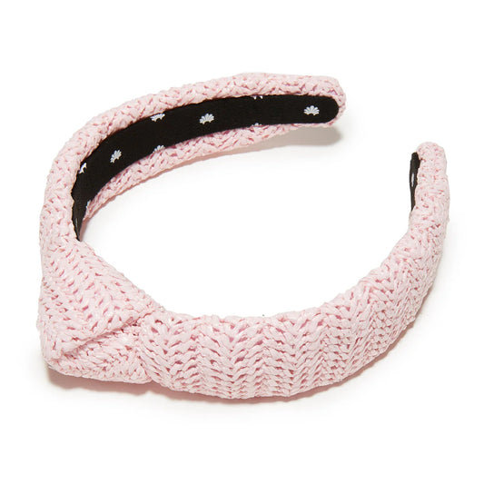 BLUSH RAFFIA SLIM KNOTTED HEADBAND