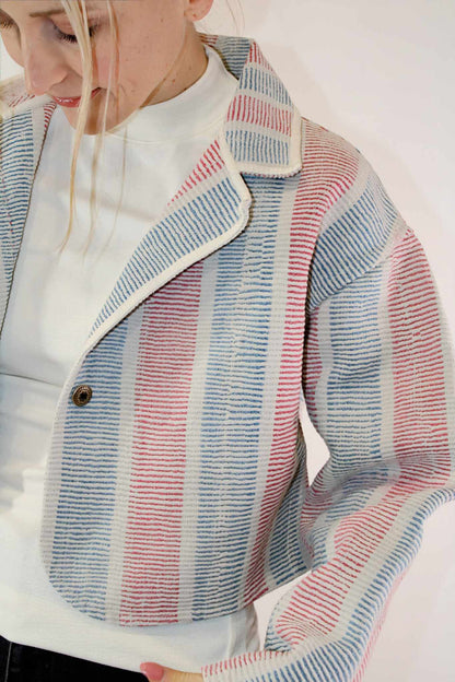 SaPeyKa Cropped Blazer- Red+W+Blue