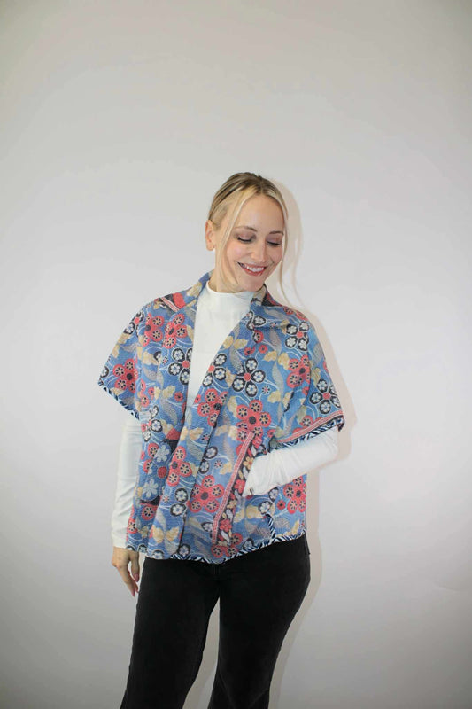 SaPeyKa Cape- Blue Floral Feel