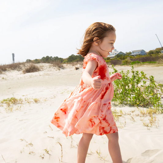 Girls Silk Polly Dress- Mellow Rose Tie Dye