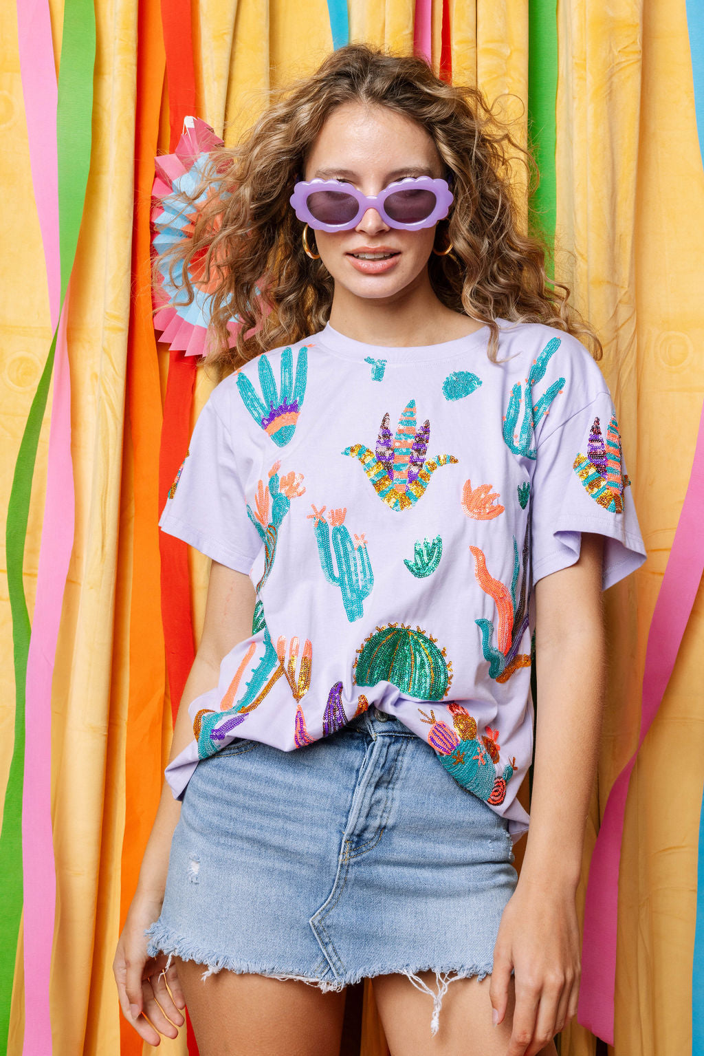 LAVENDER SCATTERED CACTUS TEE