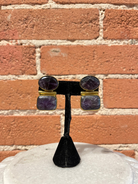 Jan McLaughlin Earrings- Double Amethyst